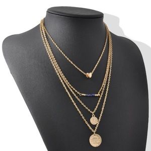 COPY - Bohemian Style Bead Gold Three Layer Wave Neckkace